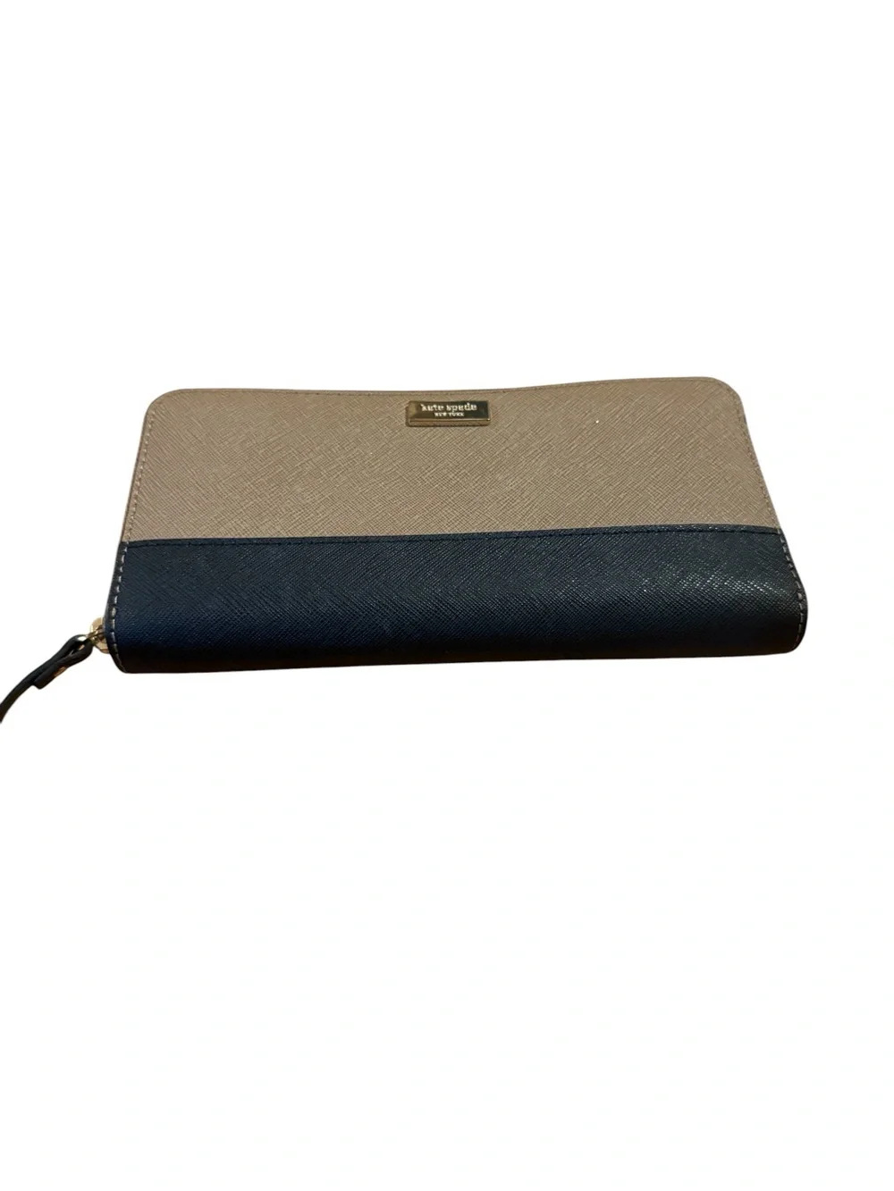 Kate Spade Two-Tone Zip Around Wallet — Taupe & Black